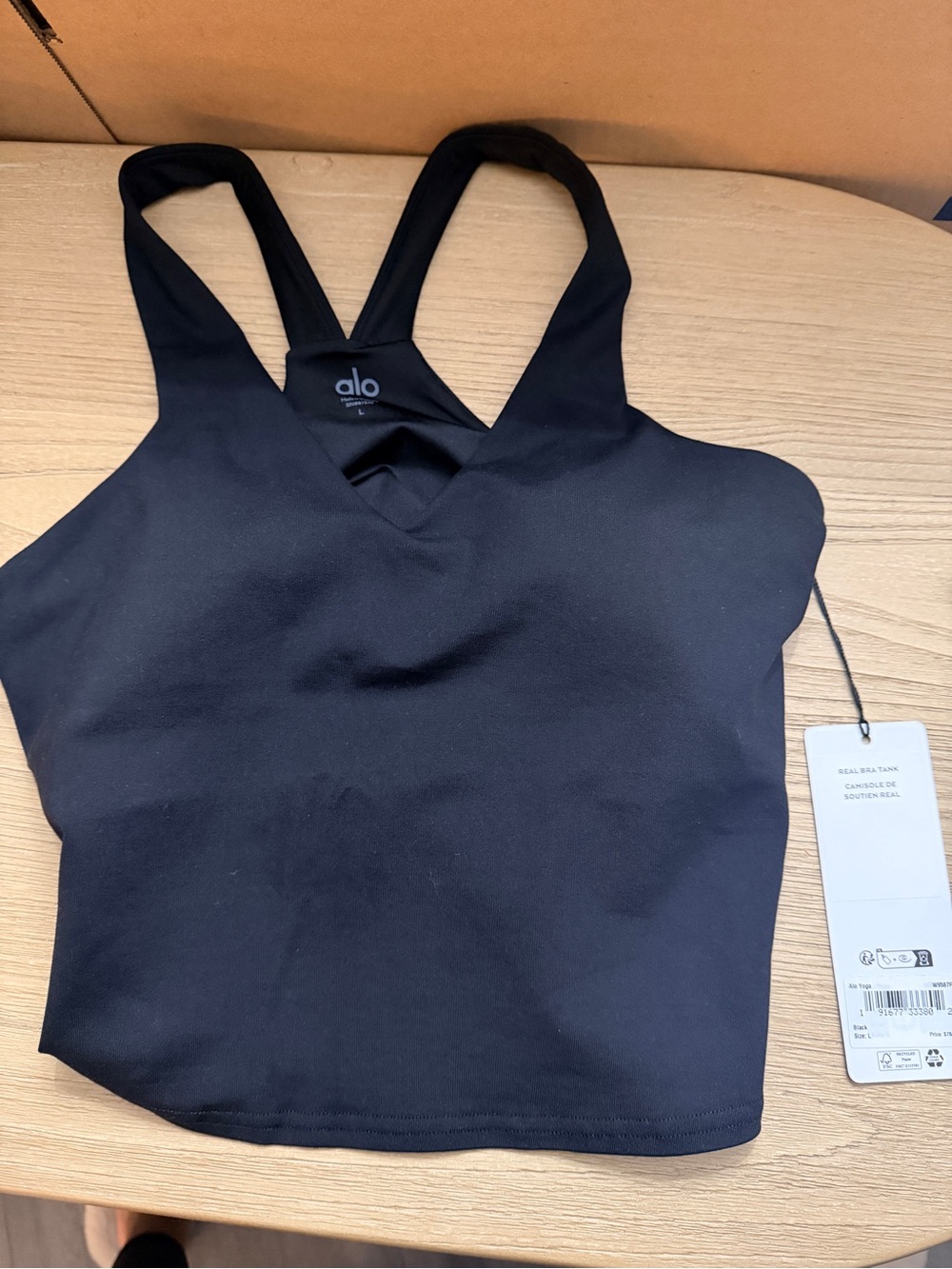 Alo Black Real Bra Crop Tank